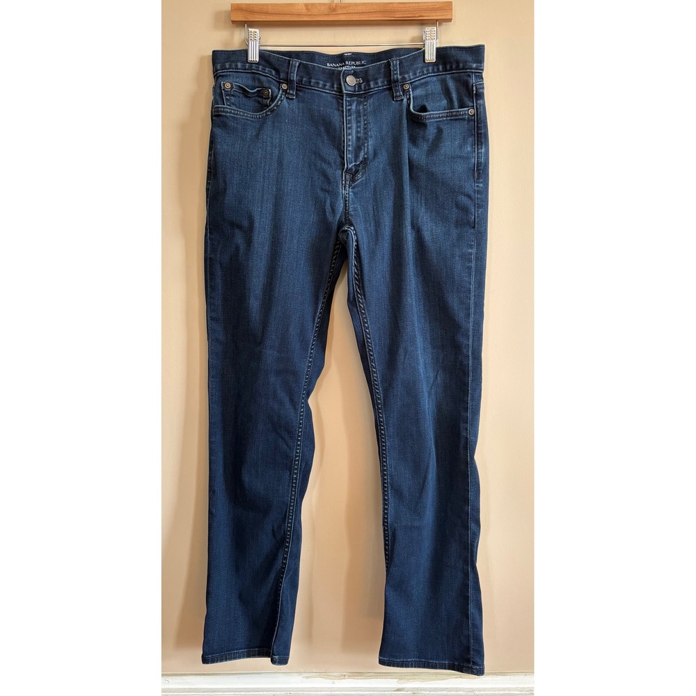 Banana Republic Traveler Slim Fit Dark‎ Wash Blue Jeans Mens 34x29.530